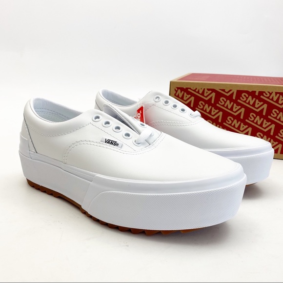 Vans Era Stacked Leather Platform Sneakers: White - Picture 6 of 15